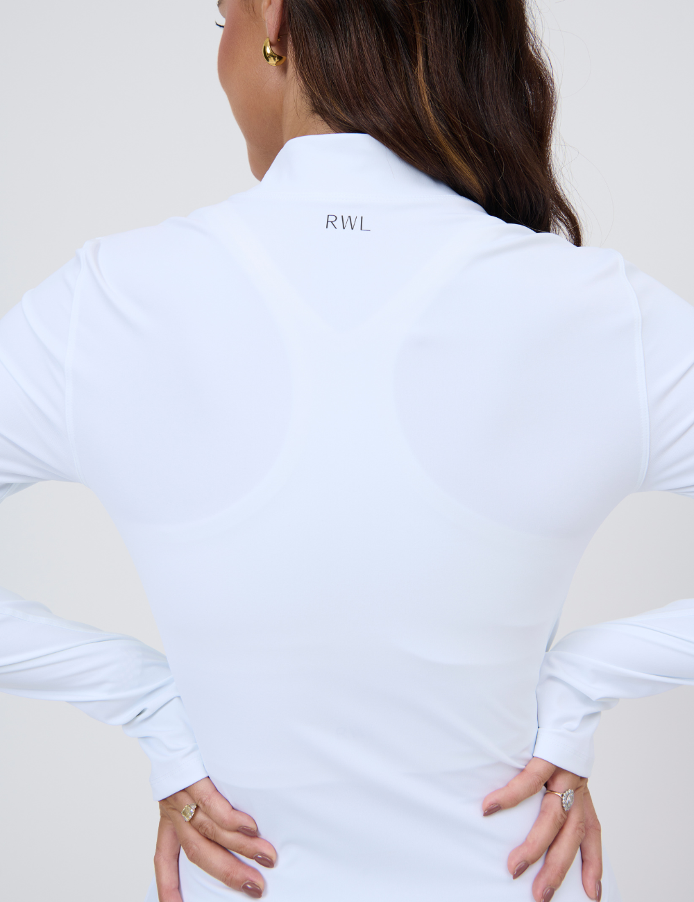 Activewear White mid zip jacket back view