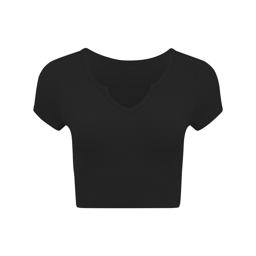 
                      
                        Black capped sleeve top front
                      
                    